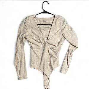 Aerie Cream Twist Front Bodysuit
